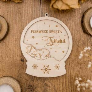 Bombka kula śnieżna "Pierwsze Święta" + imię