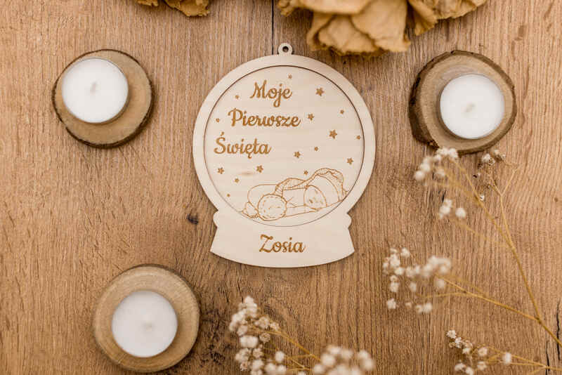 Bombka kula śnieżna "Moje Pierwsze Święta" + imię
