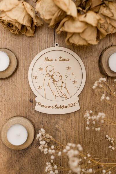 Bombka kula śnieżna "Pierwsze Święta - mąż i żona" - obrazek 2