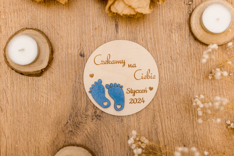 Tabliczka do Zdjęć "Czekamy na Ciebie" Chłopiec