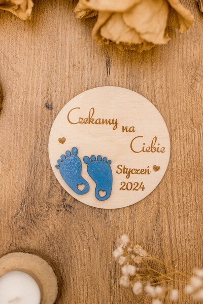 Tabliczka do Zdjęć "Czekamy na Ciebie" Chłopiec - obrazek 2