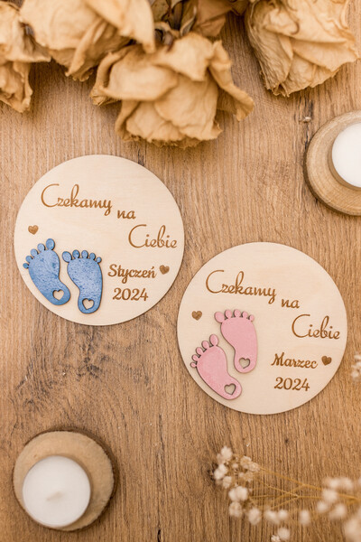 Tabliczka do Zdjęć "Czekamy na Ciebie" Chłopiec - obrazek 3