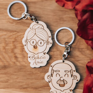 Personalizowany Brelok dla Babci i Dziadka z Grafiką Dziadków i Imieniem