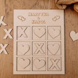 Personalizowana Gra w Kółko i Krzyżyk z Serduszkami