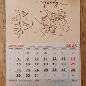 Kalendarz rodzinny (daty urodzin + imiona + grafika)