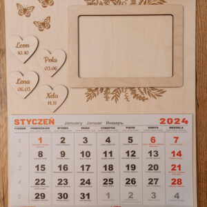 Kalendarz rodzinny (daty urodzin + imiona + ramka na zdjęcie)