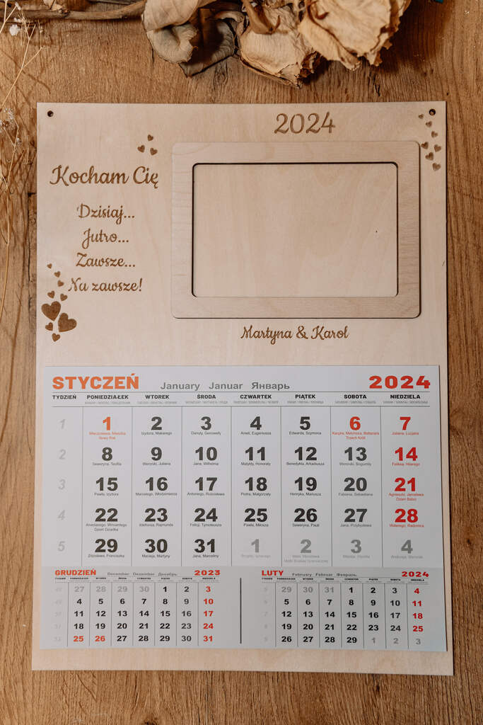 Kalendarz Imienny + Ramka na Zdjęcie + Cytat