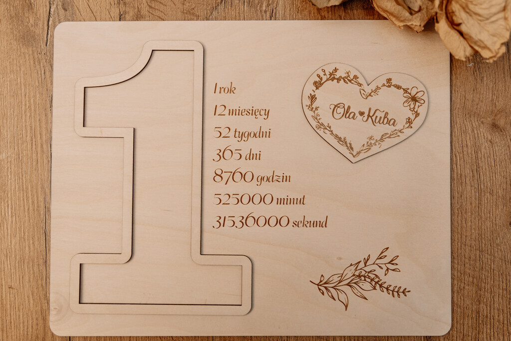 Ramka na Zdjęcia w Kształcie "1" z Personalizacją - obrazek 3