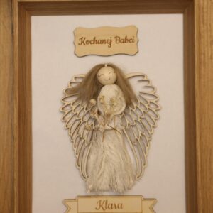 Aniołek dla Babci w drewnianej ramce - personalizowana pamiątka od serca