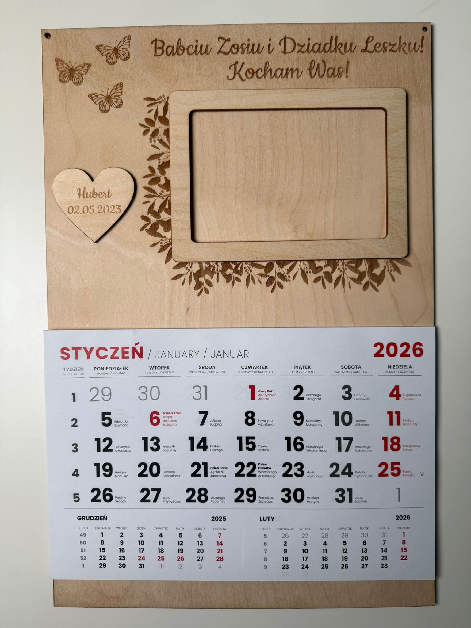 Kalendarz "dzień Babci i Dziadka" imienny + ramka - obrazek 2